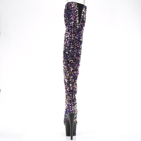 Platform Sequin Heeled Thigh High Boots - Picture 3 of 5